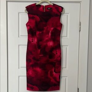 DKNY Red Sheath Midi Dress for Cocktail Events